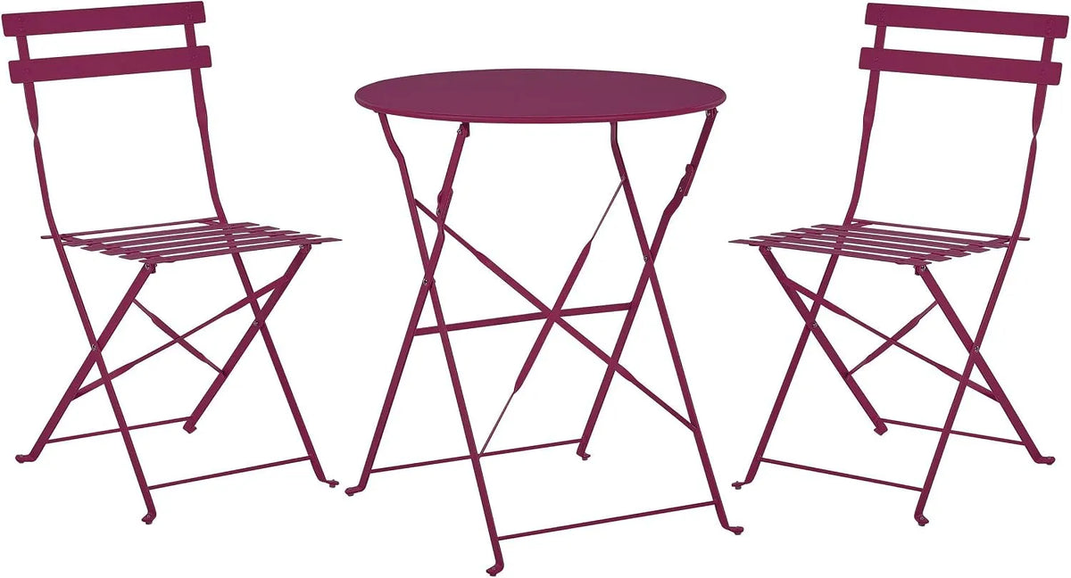 Salon de jardin et ensemble lounge – en acier, pliable, rouge