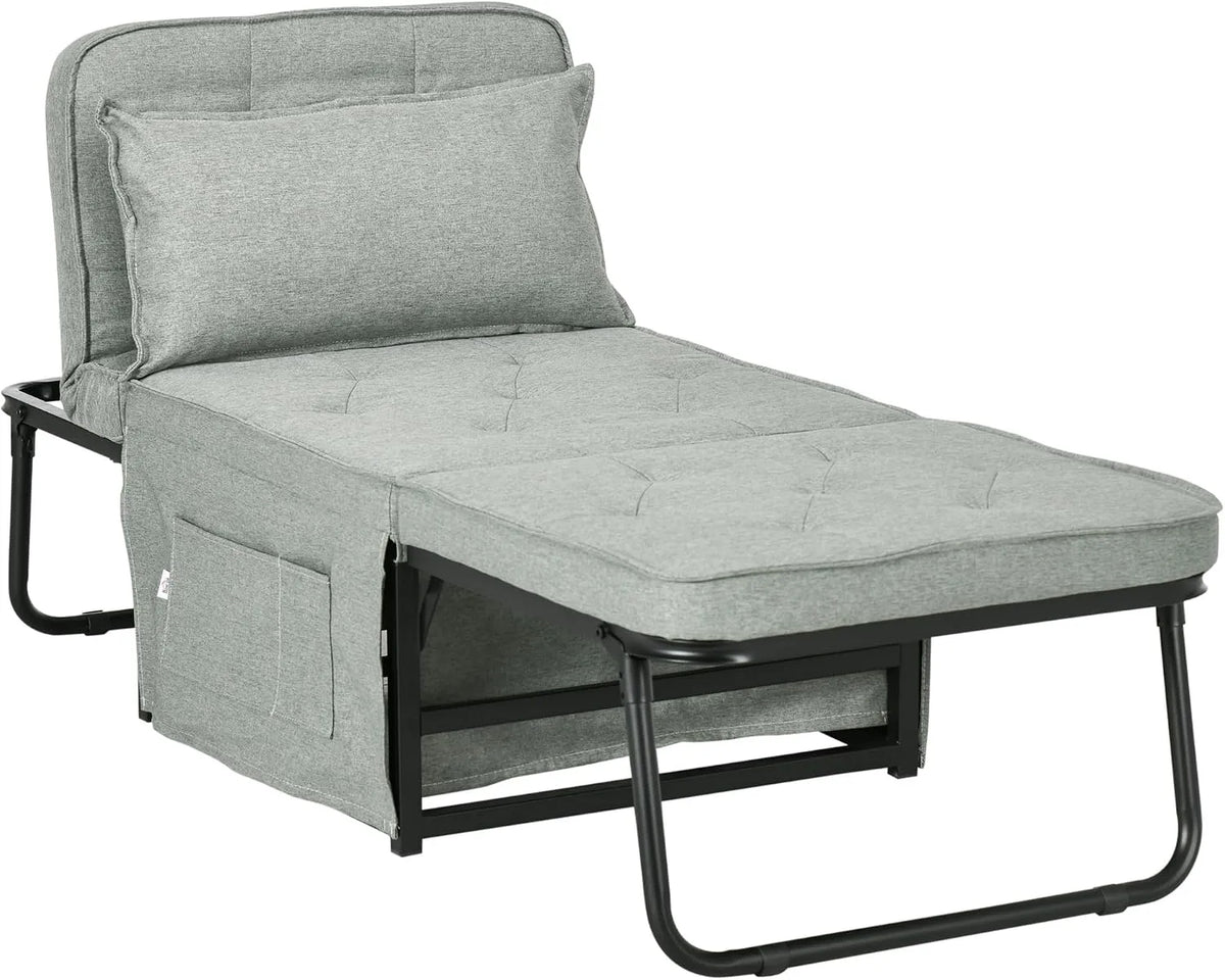 HOMCOM Chaise – convertible, avec dossier, avec coussins, réglable, 1 place, 5 niveau ×, gris, inclinable