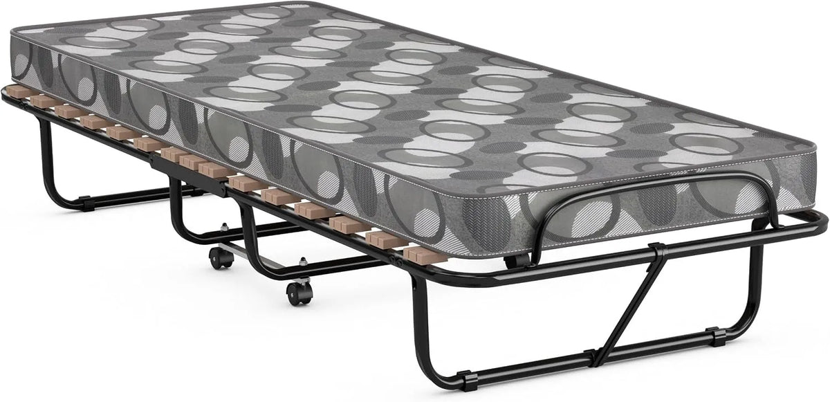 Bureau et table informatique – en acier, rembourrage en mousse, avec bureau, pliable, 80 × 190 cm, gris, avec roulettes, revêtement en tissu