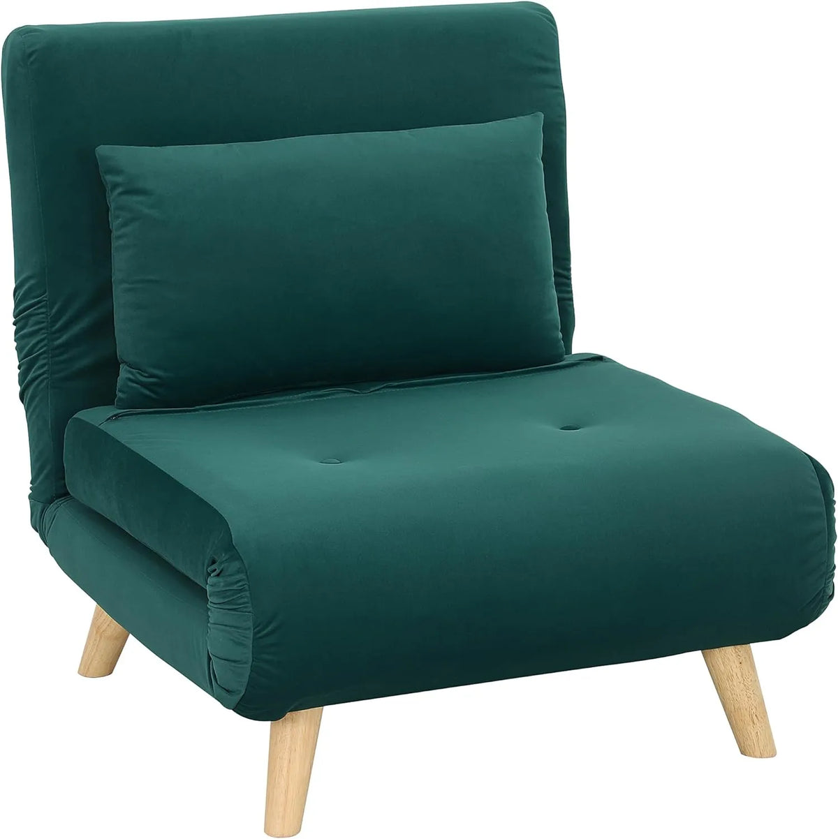 Canapé-lit 3 en 1 pliable HOMCOM avec dossier réglable et coussin - Tissu aspect lin - Fauteuil relaxation pour salon et chambre - Vert foncé