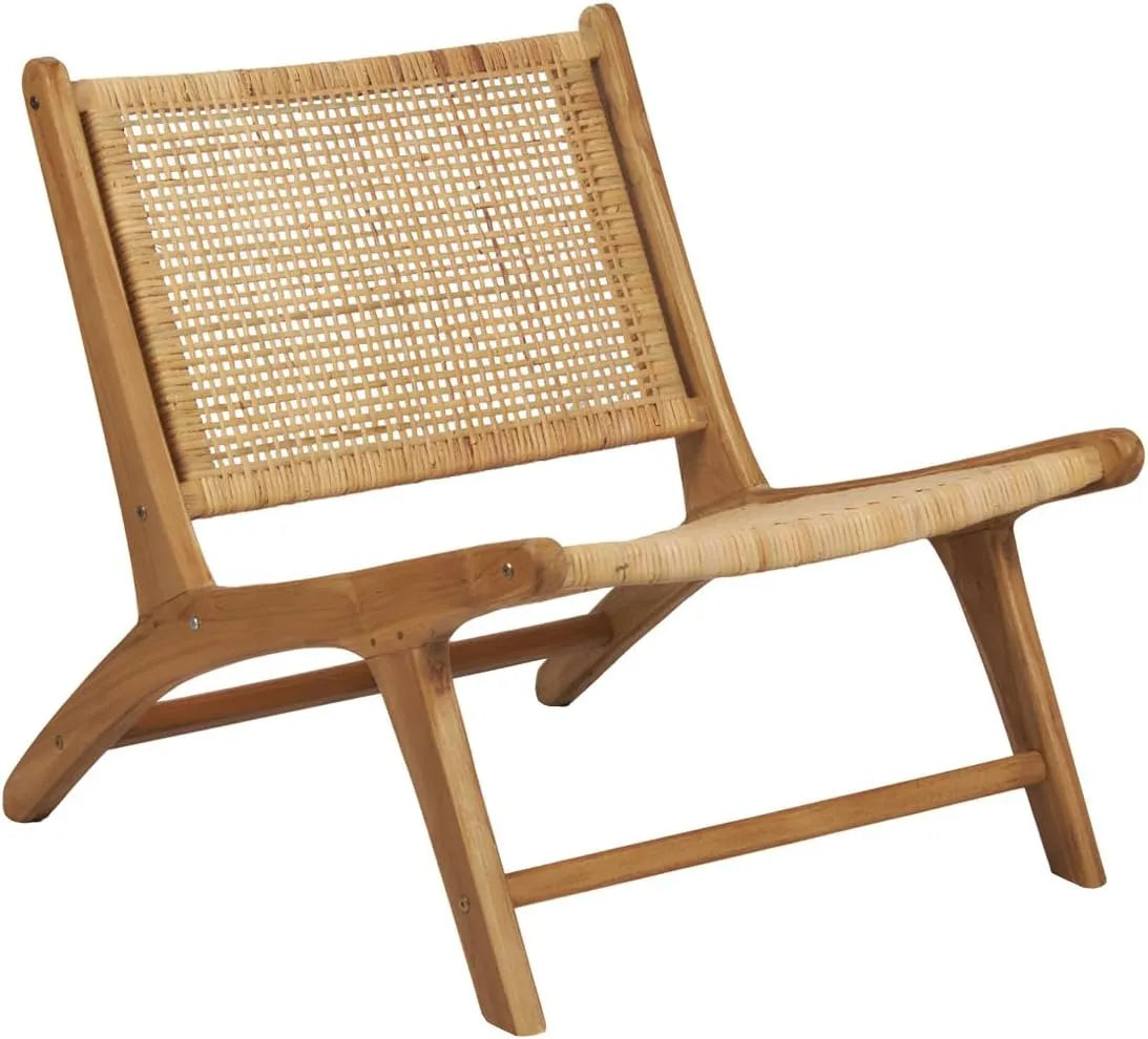 Fauteuil Lounge en Teck Massif et Rotin - Design Exotique Naturel - Sina