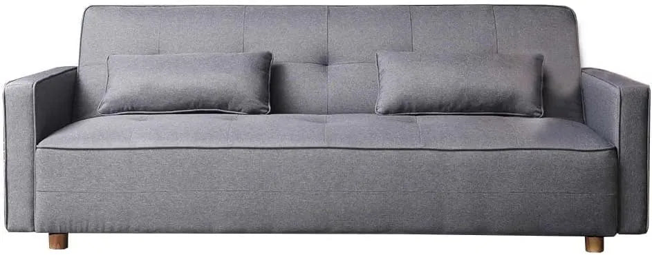 Canapé Convertible Scandinave 3 Places en Tissu Gris avec Accoudoirs - Modèle Copenhague