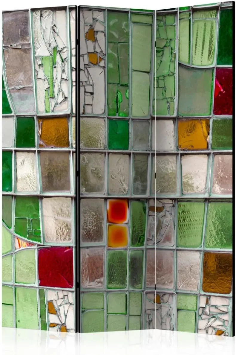 Paravent à 3 Panneaux Vitrail Émeraude 135x172 cm