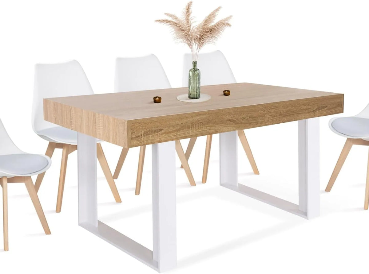 IDMarket - Table à Manger Rectangulaire Phoenix 6 Places Bois et Blanc 160 cm
