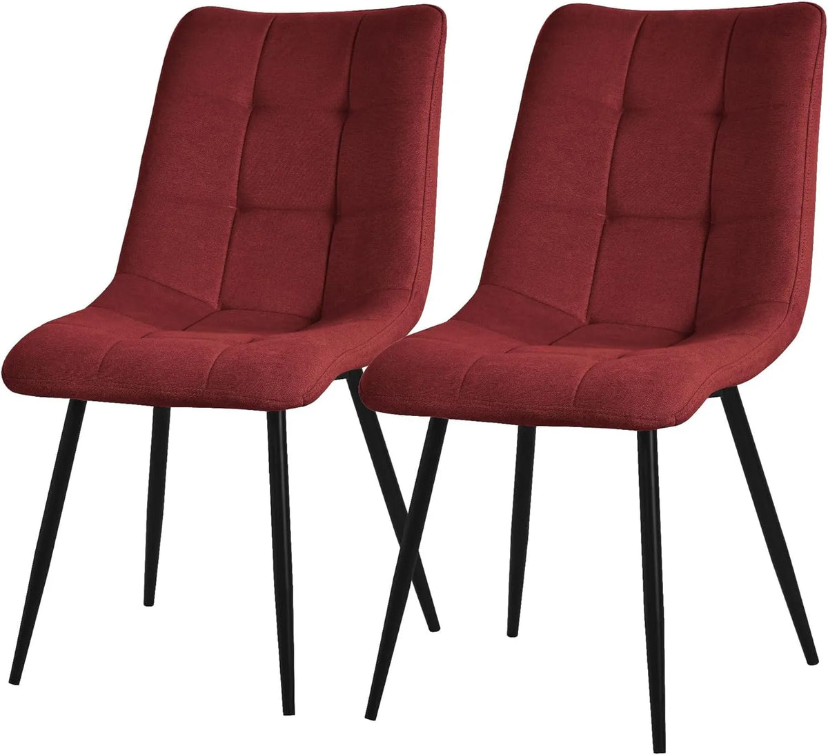 Ensemble de 2 Chaises Rouge en Tissu Polyester avec Pieds Noirs, Idéales pour Salle à Manger et Bureau
