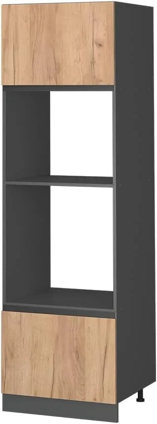 Armoire pour Micro-Ondes R-Line Vicco, Chêne Doré, 60 cm, Design J-Shape