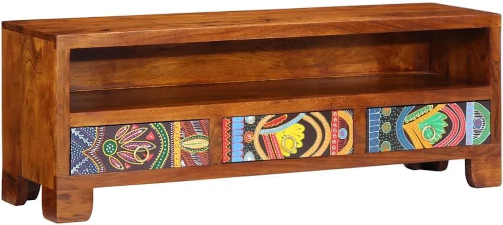Ensemble TV Multicolore 110x30x40 en Bois d'Acacia Massif