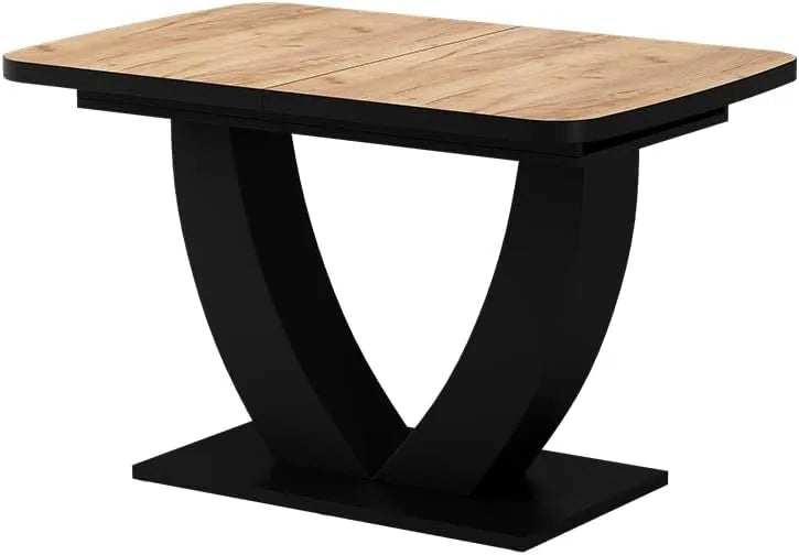 Table à Manger Extensible Fenaro en Chêne Doré et Noir 120x80cm