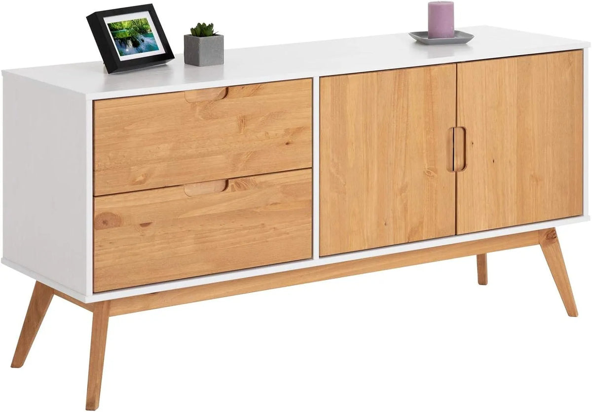 Buffet Scandinave Tivoli en Pin Massif avec Tiroirs et Portes
