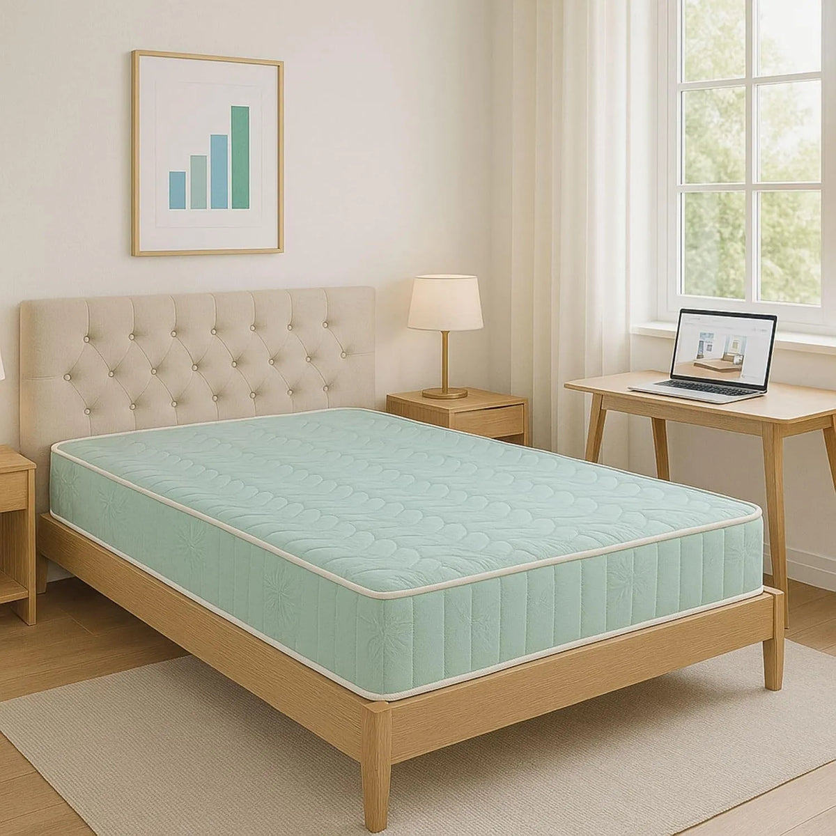 Matelas en Mousse Ferme 90x190 cm - 19 cm d'Épaisseur avec 2 Protèges Matelas Offerts