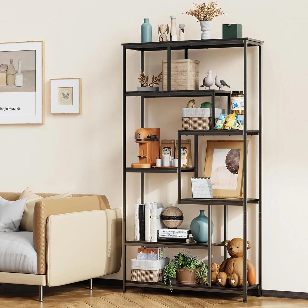 Étagère Bealife avec 5 niveaux pour maison et bureau, 30 x 98 x 180 cm, noir