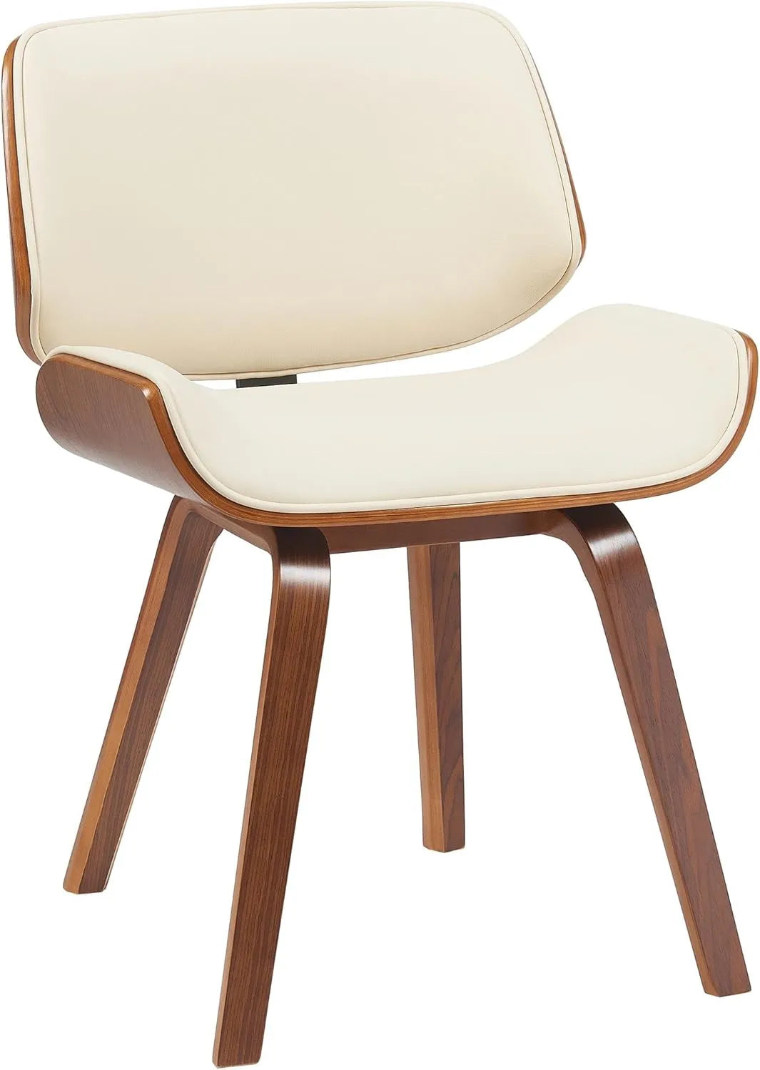 Chaise de Salle à Manger Beverley en Similicuir avec Bois Courbé - Noyer/Crème