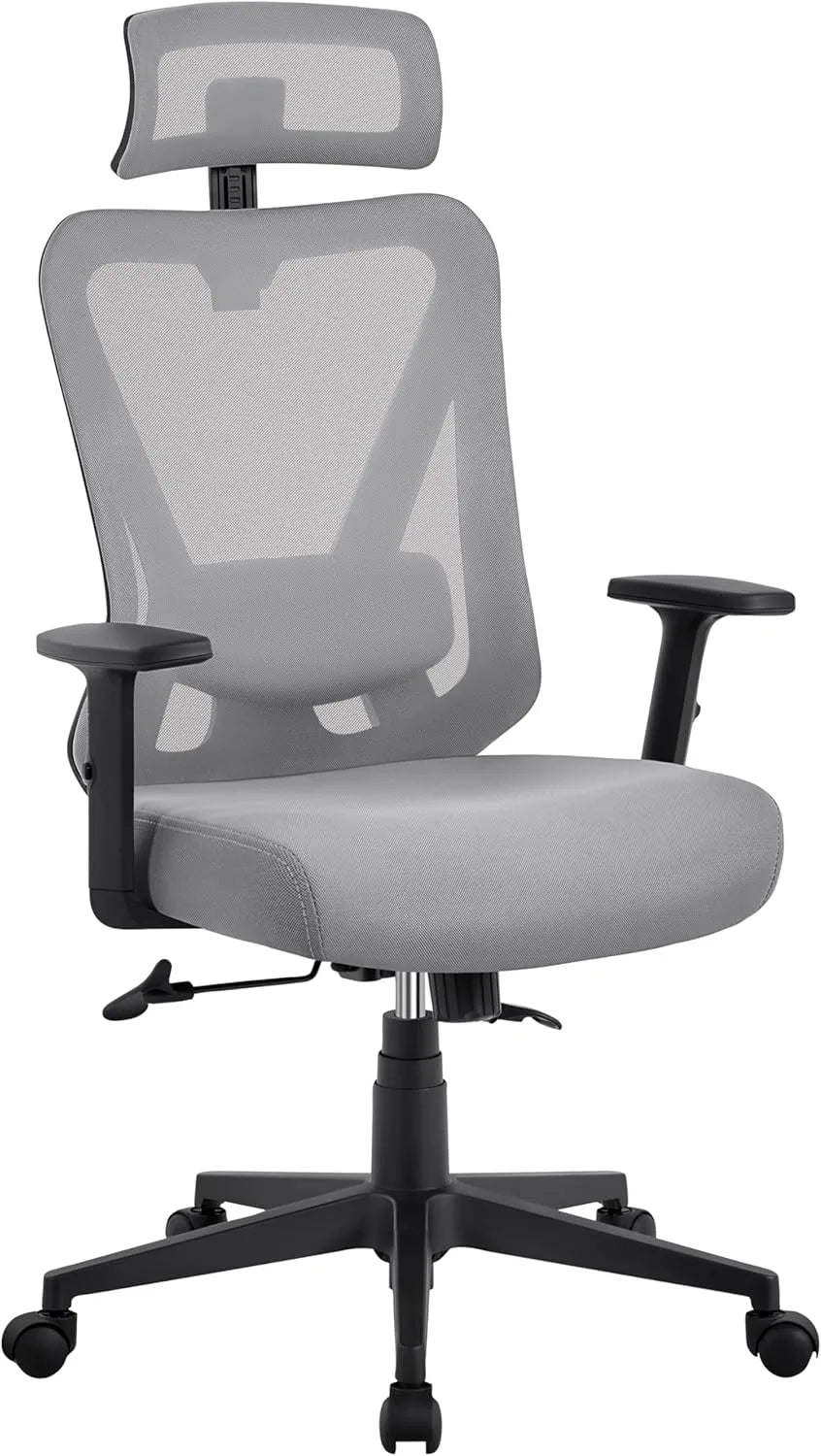 Chaise de Bureau Ergonomique en Maille avec Support Lombaire et Accoudoirs Réglables - Yaheetech