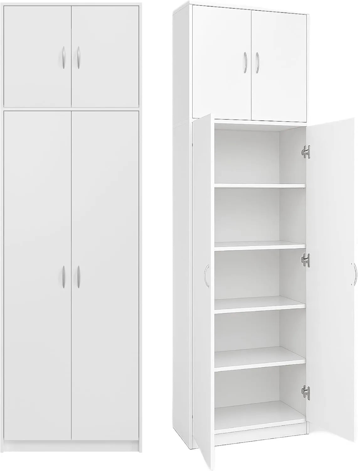 Rangement de Bureau Multifonctionnel 4 Portes 7 Compartiments - Blanc 235x74x35cm