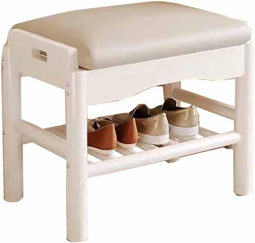Banc à chaussures moderne avec assise confortable - Supporte jusqu'à 80 kg - Rangement pour 8 paires - Idéal pour entrée ou chambre