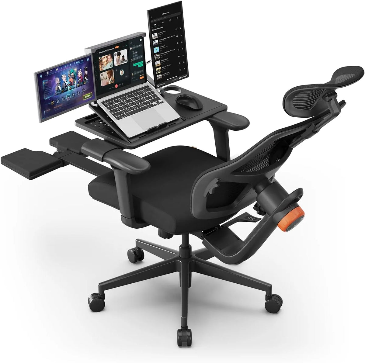 Chaise de Bureau Ergonomique Newtral avec Accoudoirs 4D et Repose-Pieds - Noir