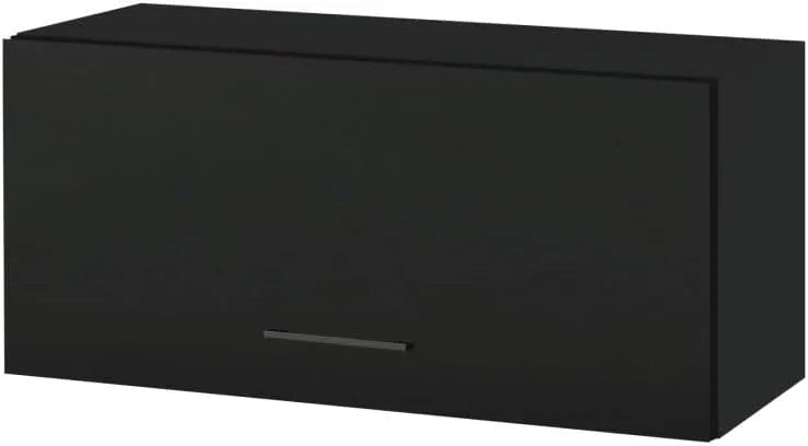 Armoire Murale Lovia Cuisine Noire 80 cm avec Porte Réglable