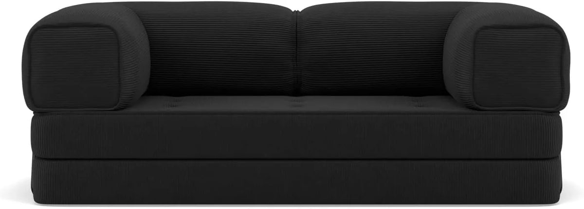 Canapé Convertible 3 Places en Velours Noir - Design Moderne