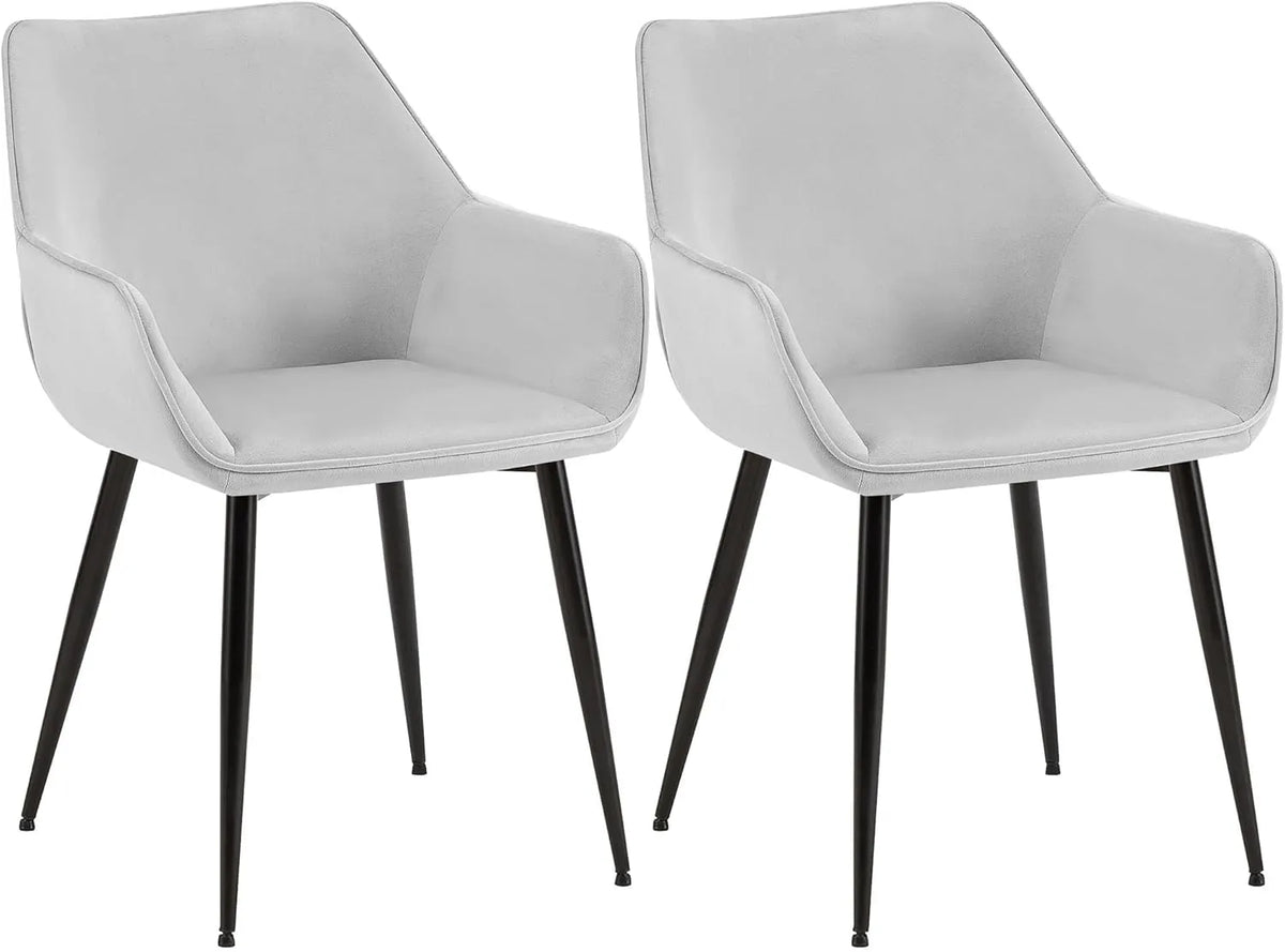 Chaises de Salle à Manger Luena, Rembourrées en Velours Gris Clair, Structure Métallique Noire, Capacité 150 kg
