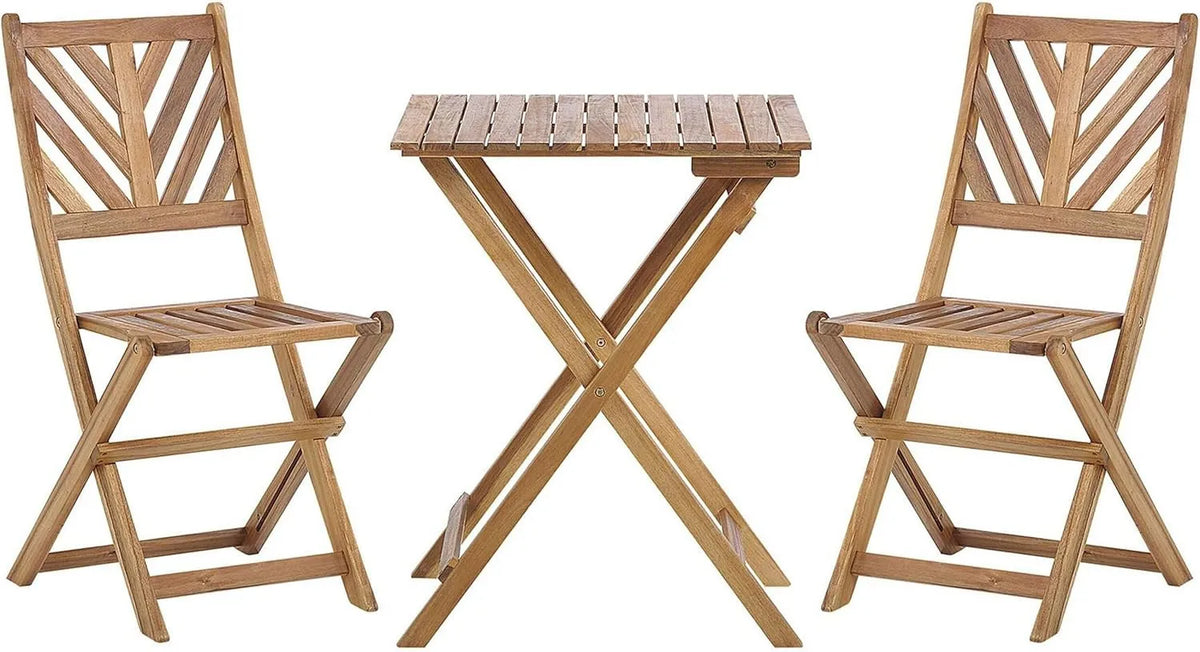Ensemble Bistrot d'Extérieur en Acacia Foncé avec Table et Chaises Pliantes