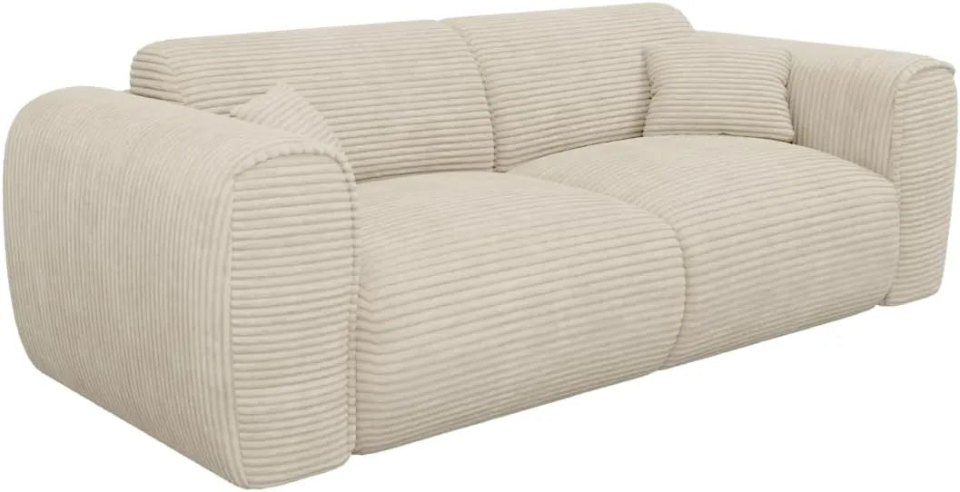 Canapé Convertible 3 Places en Velours Beige avec Matelas Mémoire 13 cm