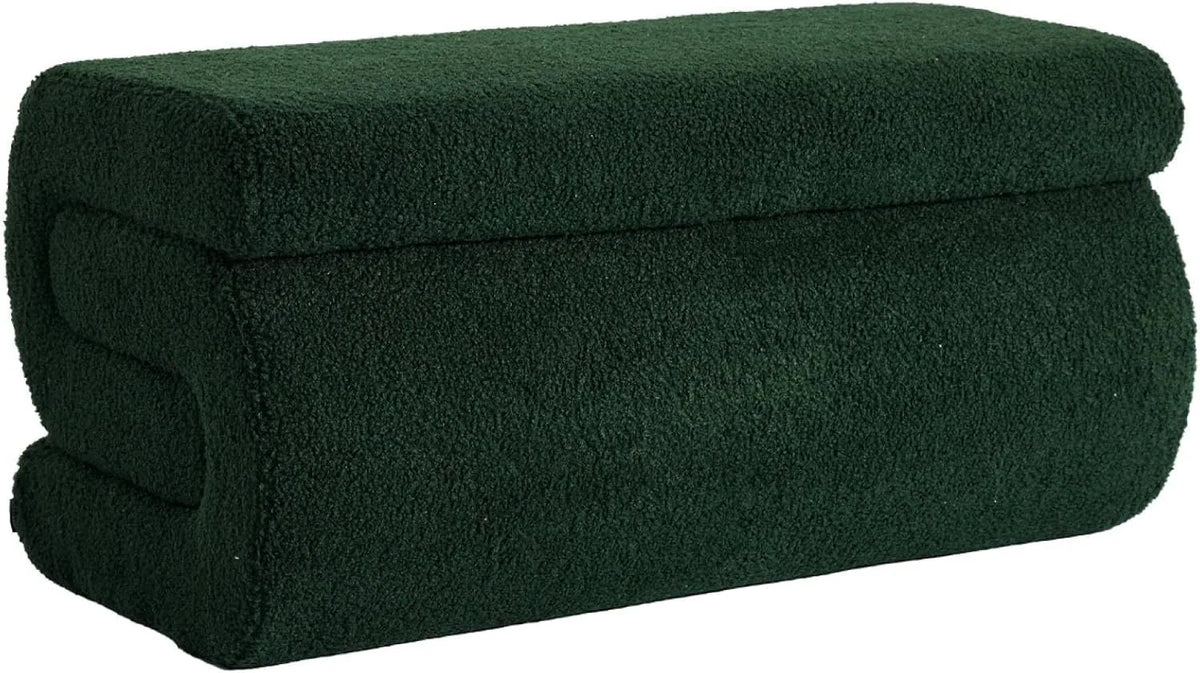 Sweeek - Banc en Tissu Bouclette Vert pour 1-2 Personnes, 92 x 50 x 45 cm - Modèle Sasha