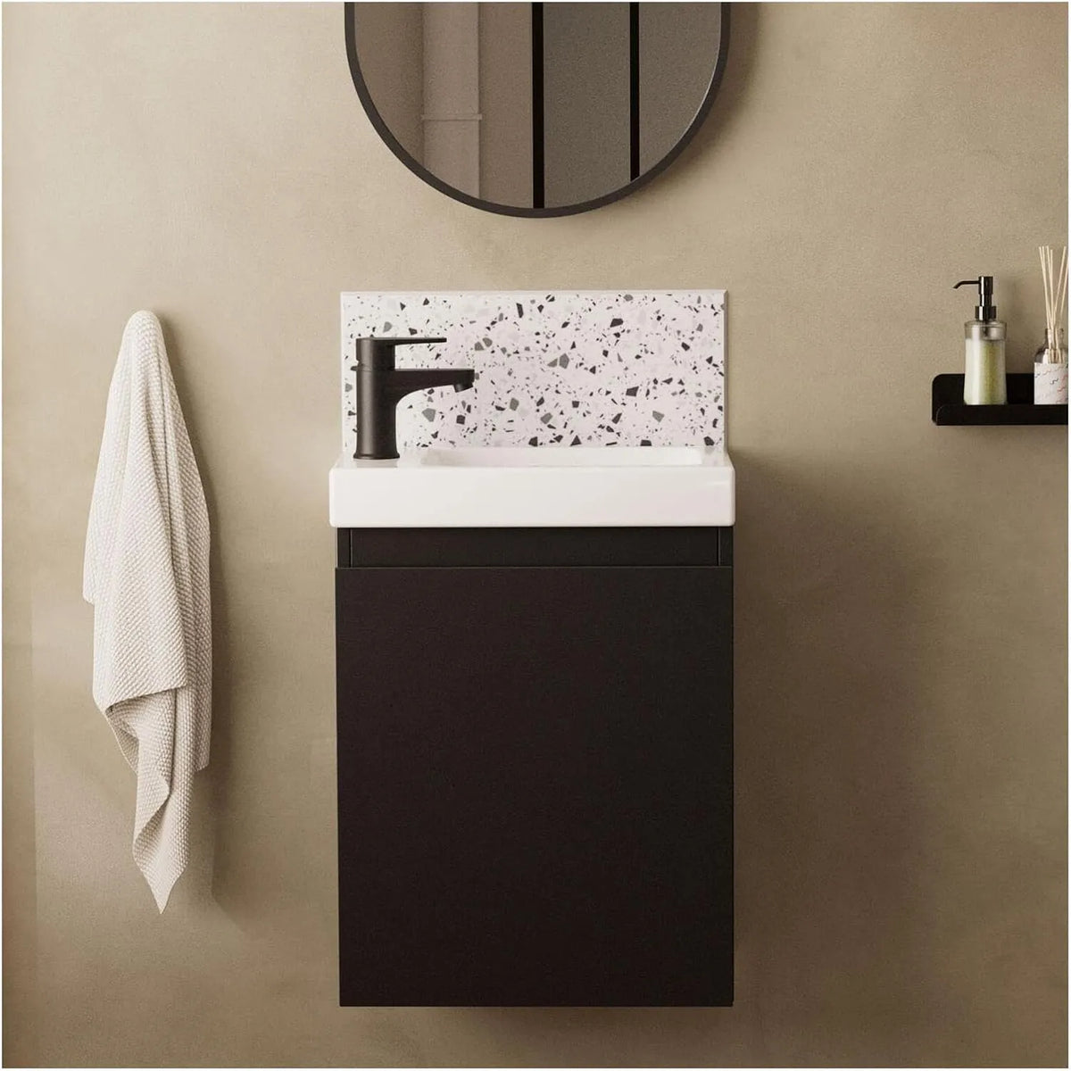 Ensemble Lave-Mains Noir Lisa avec Robinet Coordonné