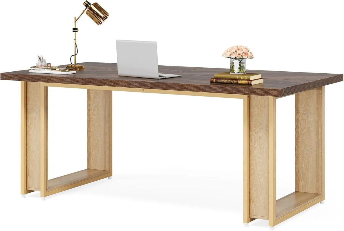 Bureau d'ordinateur Tribesigns 160 cm en bois rustique pour bureau à domicile