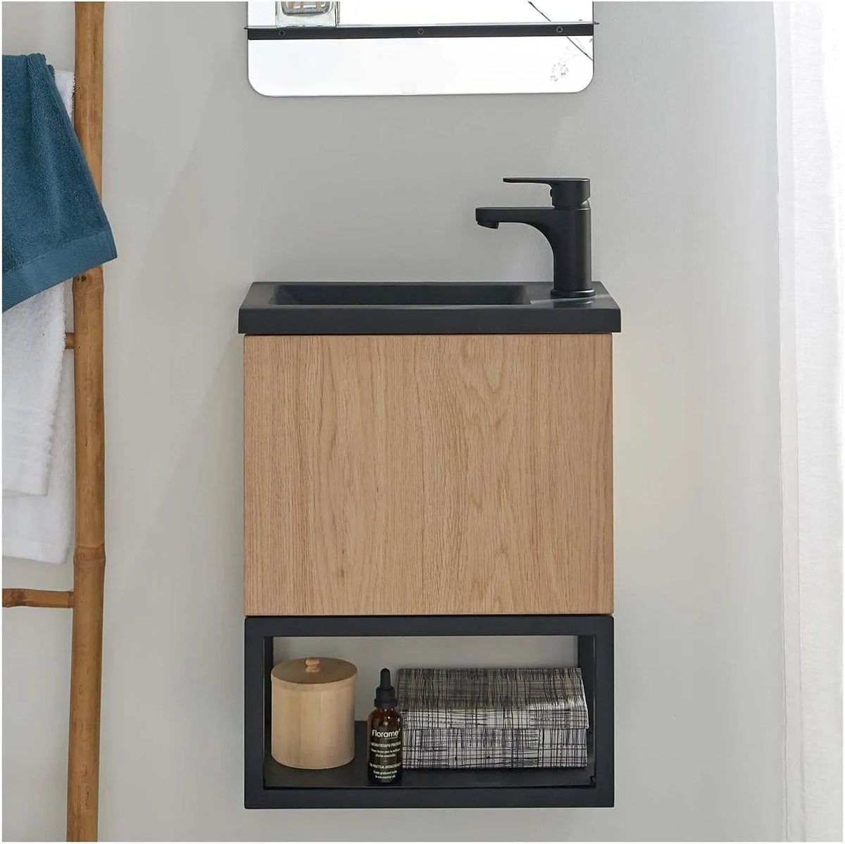 Ensemble Lavabo Suspendu Nova avec Mitigeur Noir