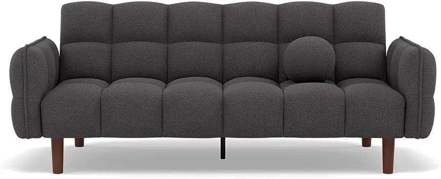Canapé-lit clic-clac 2 places en tissu texturé gris foncé - Adam par Bestmobilier