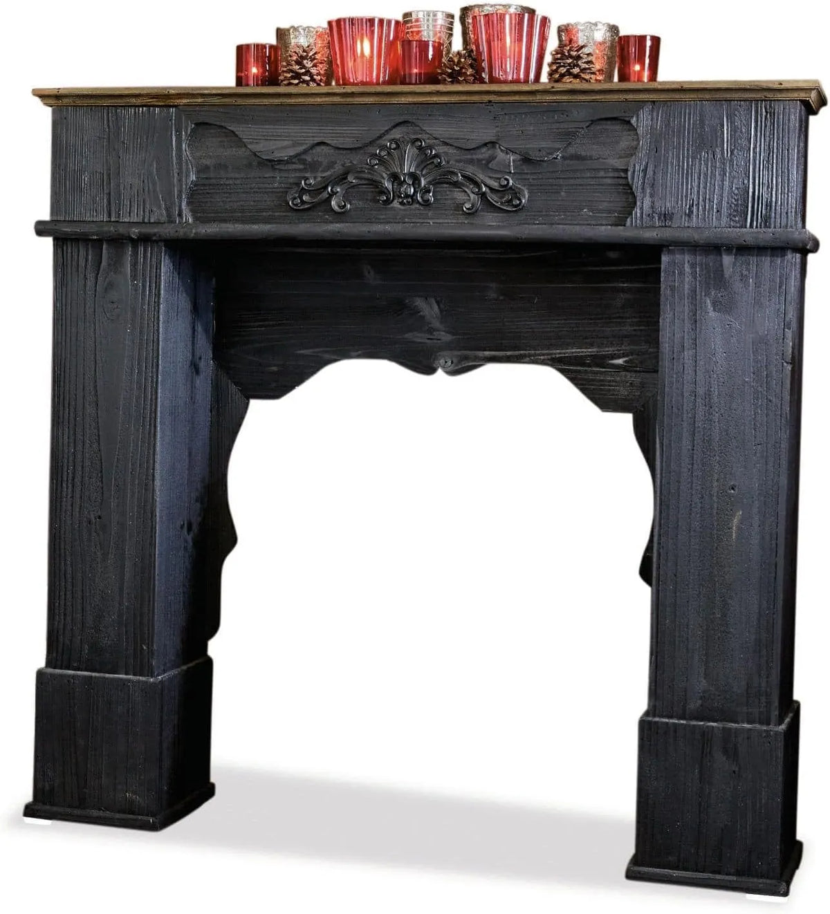 Manteau de Cheminée Margaux en Bois Noir Vieilli 97x102 cm