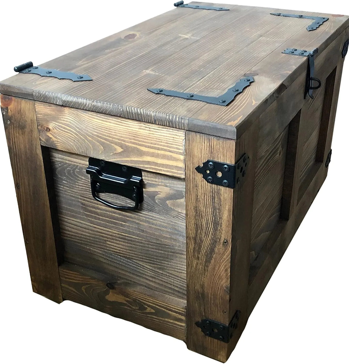 Coffre à Trésor Vintage Rouge en Bois avec Roues - Espace de Rangement, 80x45x45 cm