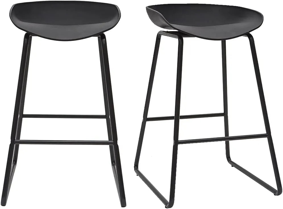 Lot de 2 Tabourets de Bar Design Noirs 65 cm Miliboo Pebble