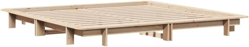 Lit Double en Pin Massif avec Sommier 160x200 cm pour Chambre