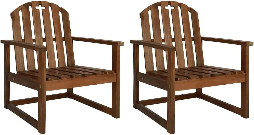 Paire de Chaises de Jardin en Bois d'Acacia avec Accoudoirs