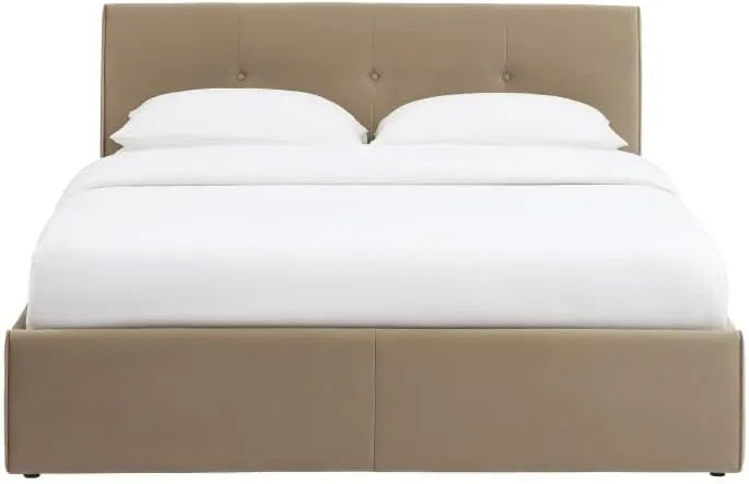 Lit Coffre en Velours Marron 160x200 avec Sommier Inclus - BAÏTA SEGURO