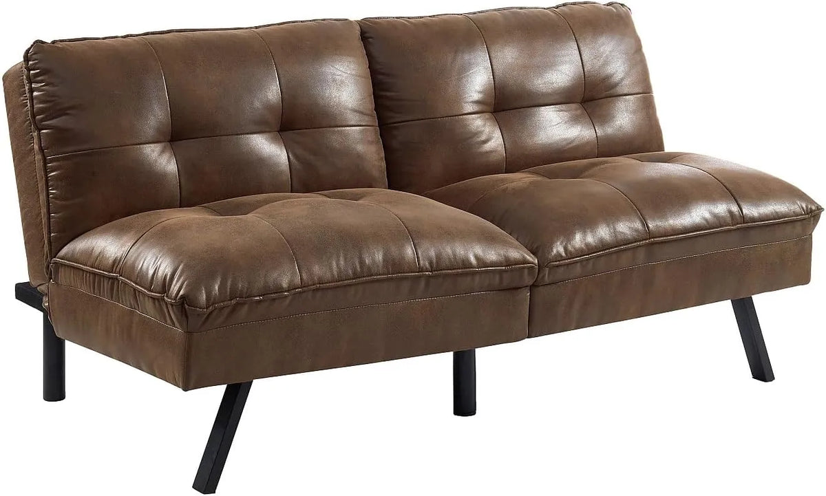 Canapé-lit 3 places en microfibre marron style vintage PEGULA II