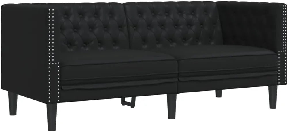 Sofa 2 places Chesterfield en similicuir noir élégant