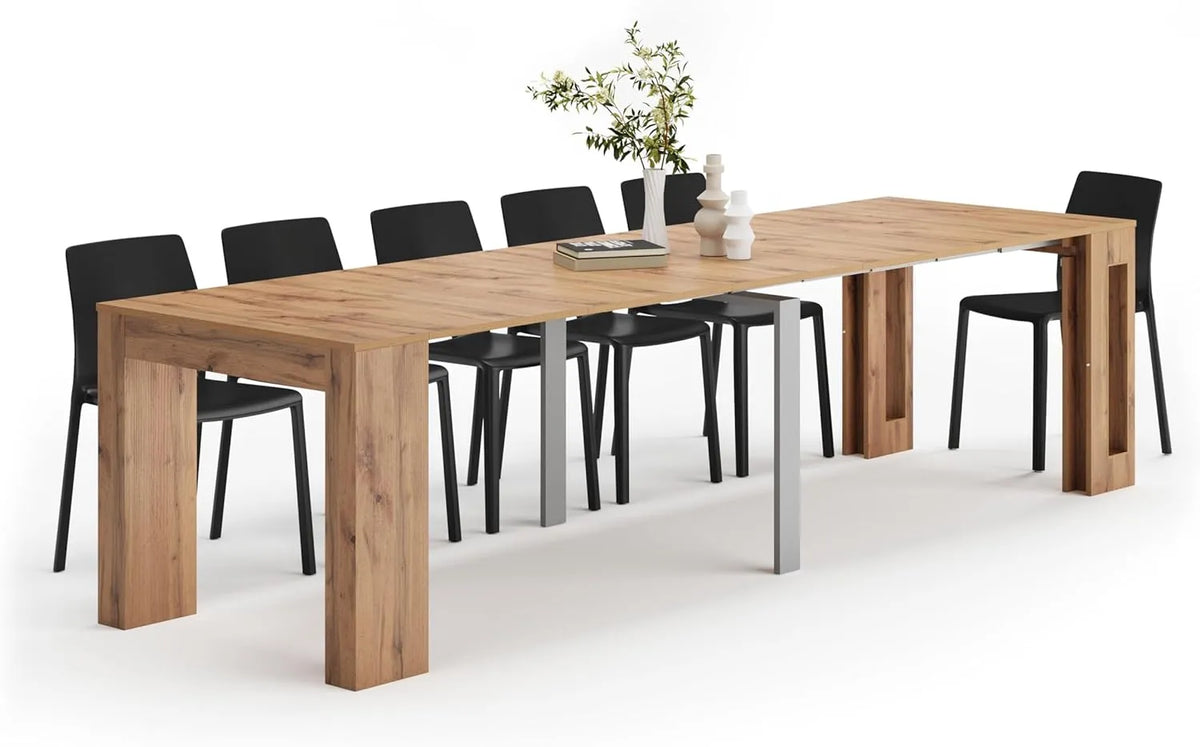 Console Extensible en Chêne Rustique 45-305 cm, Fabrication Italienne