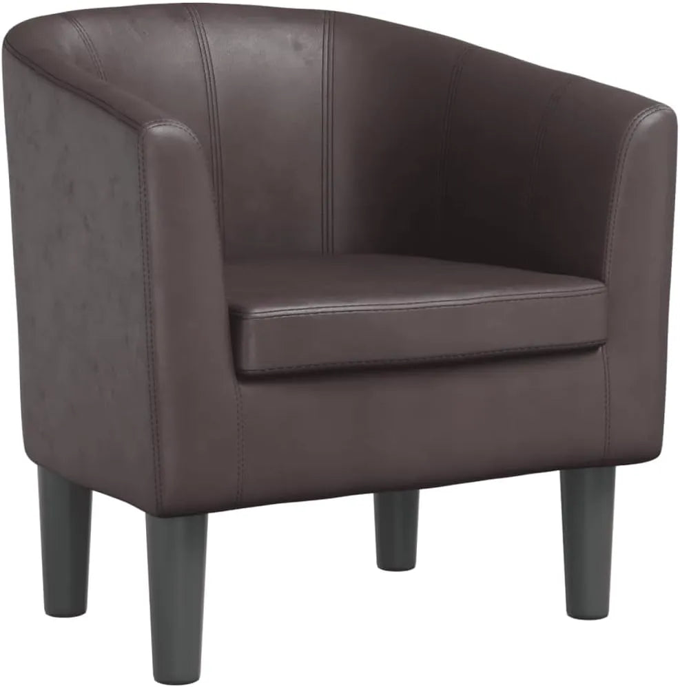 Fauteuil Cabriolet en Similicuir Marron pour Salon ou Bureau
