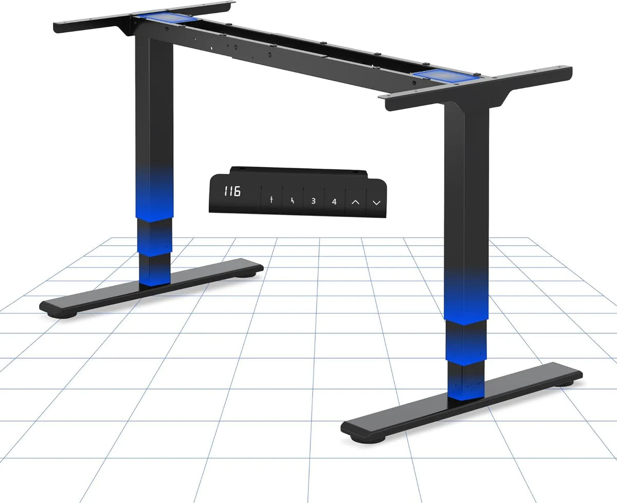 Bureau Électrique Réglable FLEXISPOT, 2 Moteurs, 3 Colonnes, 100 kg, Panneau Smart, Anti-Collision, Noir