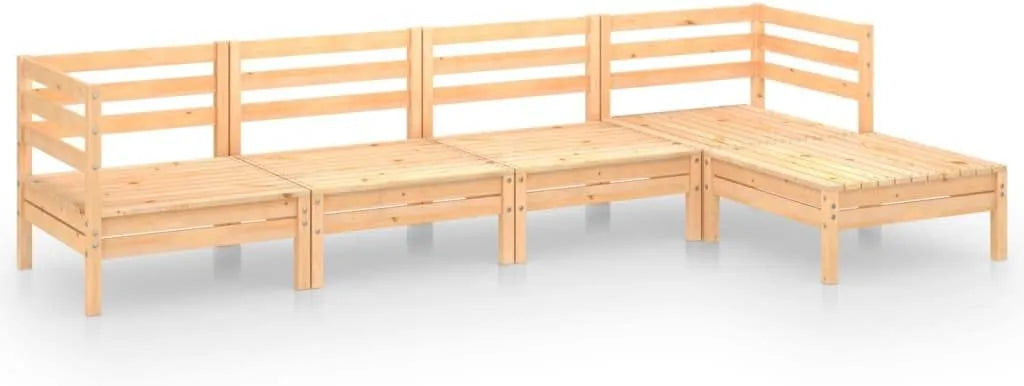 Ensemble de salon d'extérieur 5 pièces en pin massif résistant aux intempéries