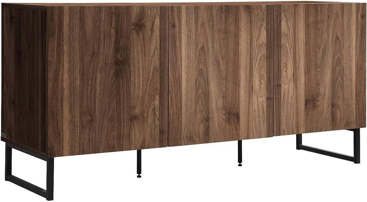 Buffet 3 Portes en Bois Naturel Foncé - Design Épuré