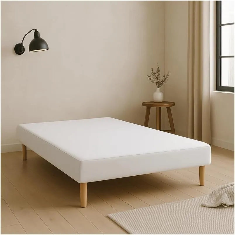 Sommier Tissu Blanc 140x190 cm | Fabriqué en France