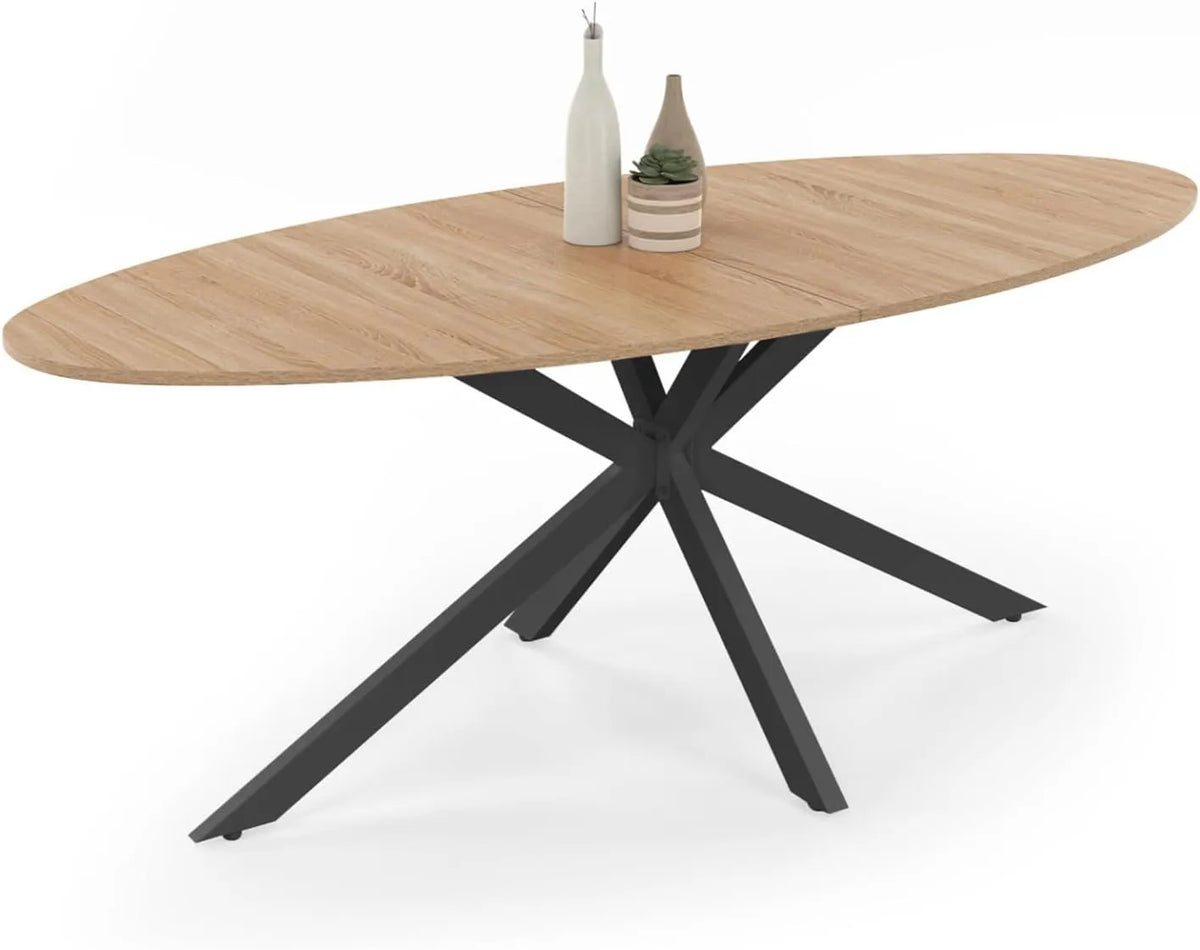 Table Ovale Alix 10 Personnes Pieds en Métal et Bois 200 cm