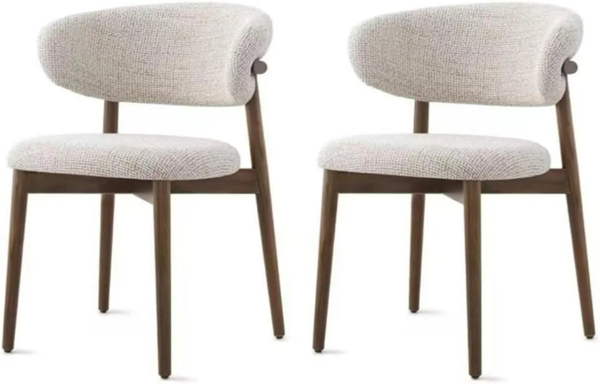 Ensemble de 4 chaises de salle à manger en noyer avec accoudoirs beiges - Style vintage pour cuisine