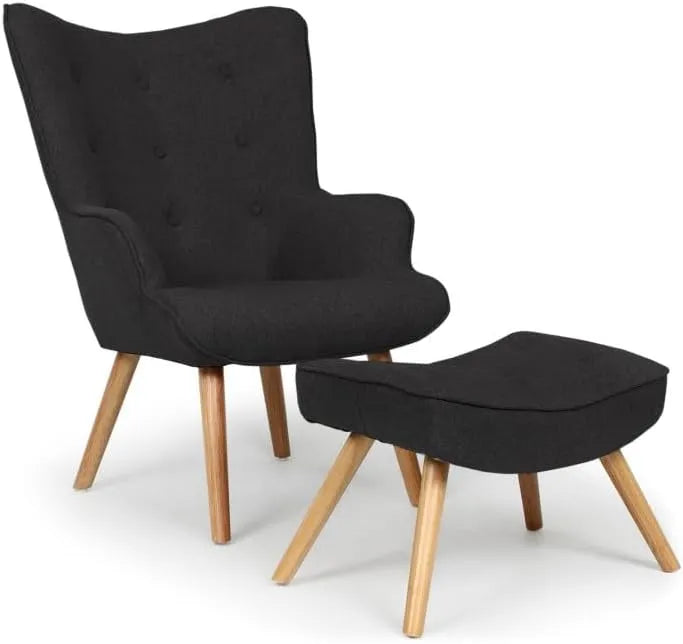 Chaise avec Repose-pied Scandinave Orle 98cm Noir