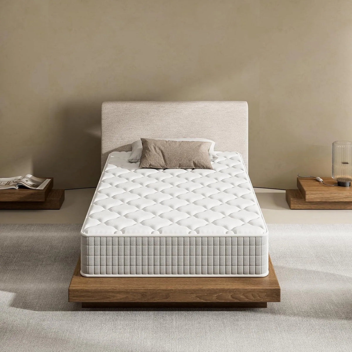 Matelas Mémoire de Forme 120x190, Mi-Ferme, 22cm Épais, 7 Zones de Confort, Certifié Oeko-TEX
