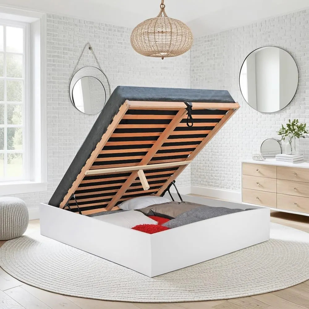 Lit Coffre Bilbao 180x200 cm avec Sommier - Blanc - WEBER INDUSTRIES