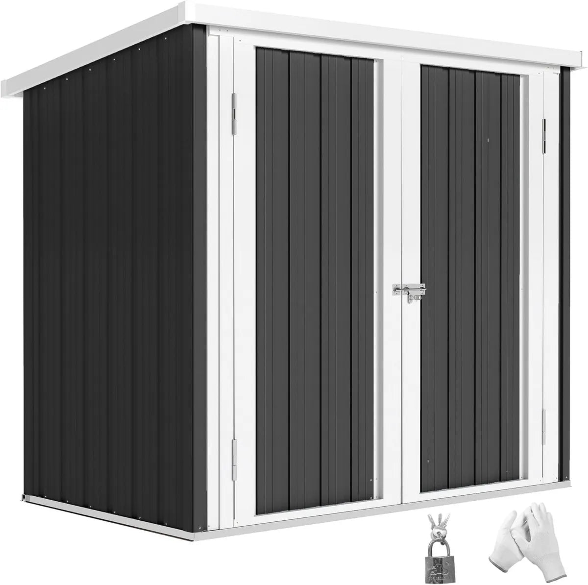 Abri de Jardin en Acier - Rangement Extérieur avec Double Porte Verrouillable - 1,09 m², Noir/Blanc